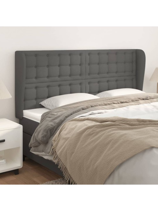 Čelo postele typu ušák tmavě šedá 203x23x118/128 cm umělá kůže