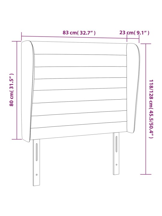 Čelo postele typu ušák tmavě šedé 83 x 23 x 118/128 cm textil