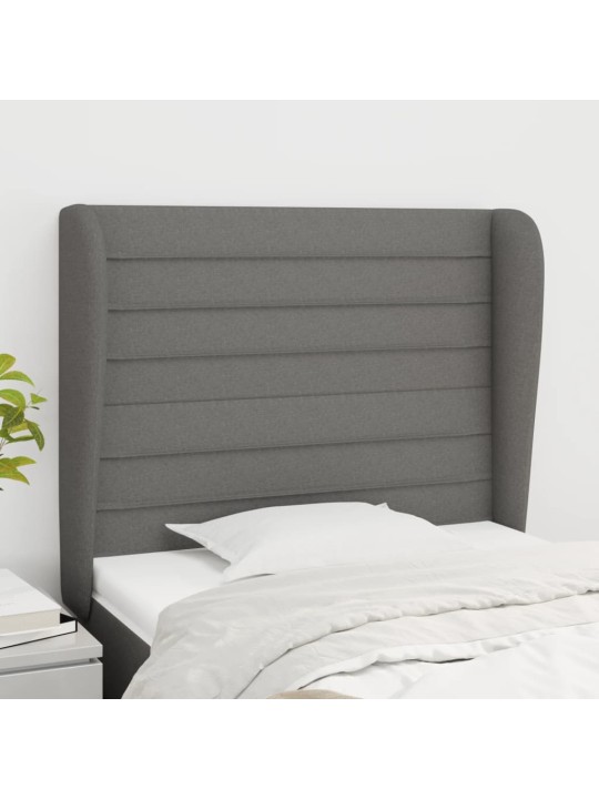 Čelo postele typu ušák tmavě šedé 83 x 23 x 118/128 cm textil