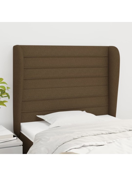 Čelo postele typu ušák tmavě hnědé 83 x 23 x 118/128 cm textil