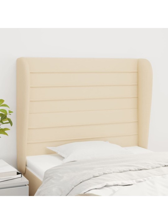 Čelo postele typu ušák krémové 83 x 23 x 118/128 cm textil