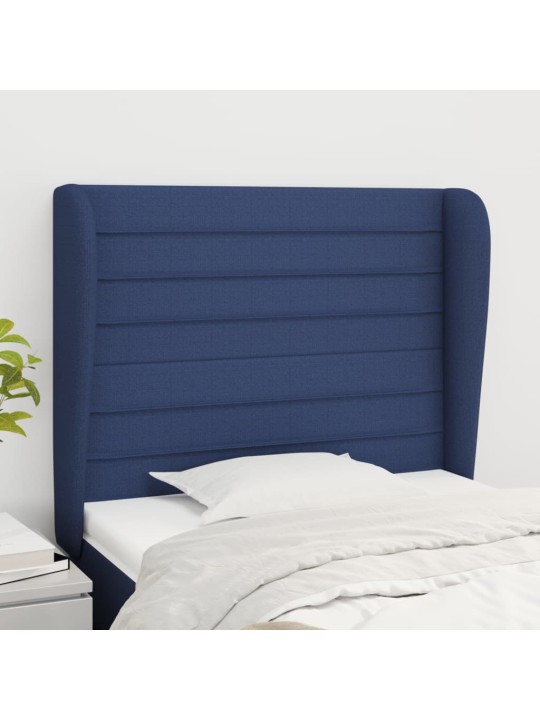 Čelo postele typu ušák modré 83 x 23 x 118/128 cm textil