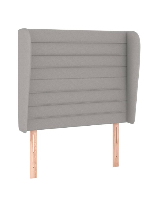 Čelo postele typu ušák světle šedé 93 x 23 x 118/128 cm textil