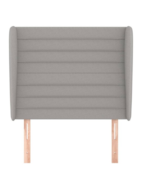 Čelo postele typu ušák světle šedé 93 x 23 x 118/128 cm textil