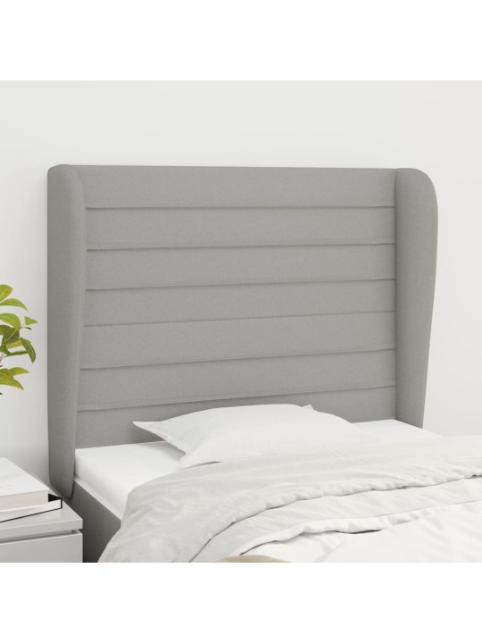 Čelo postele typu ušák světle šedé 93 x 23 x 118/128 cm textil