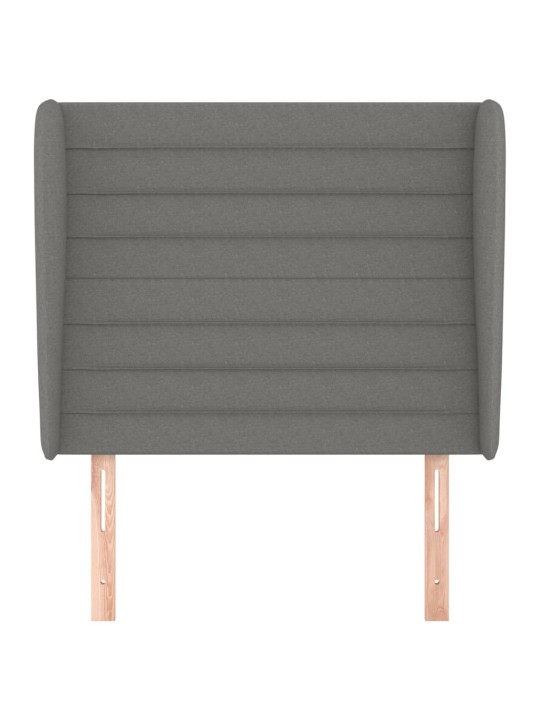 Čelo postele typu ušák tmavě šedé 93x23x118/128 cm textil