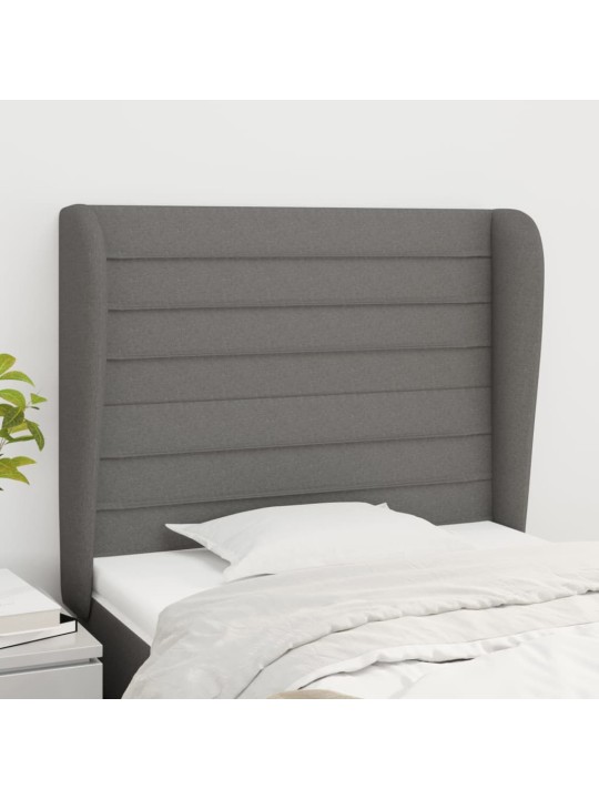 Čelo postele typu ušák tmavě šedé 93x23x118/128 cm textil