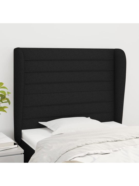 Čelo postele typu ušák černé 93x23x118/128 cm textil