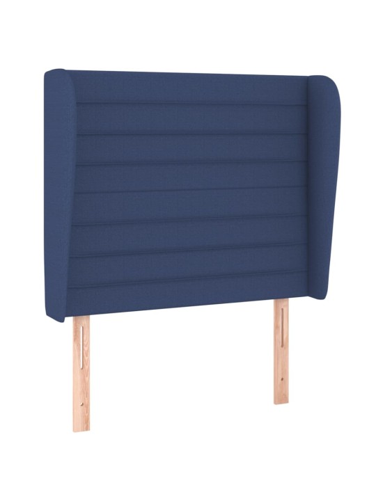 Čelo postele typu ušák modré 93x23x118/128 cm textil