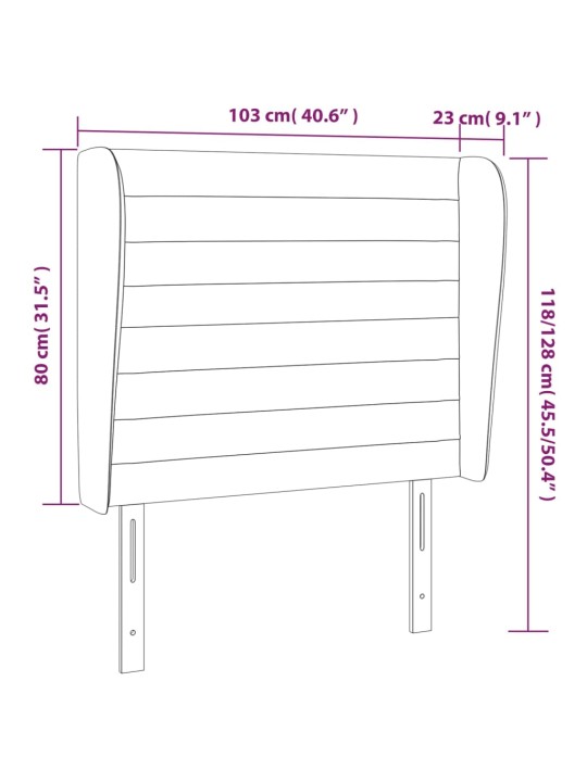 Čelo postele typu ušák tmavě šedé 103x23x118/128 cm textil