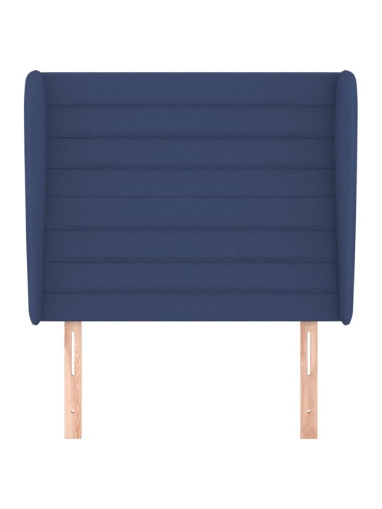 Čelo postele typu ušák modré 103x23x118/128 cm textil