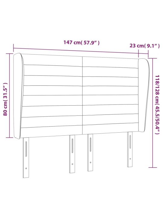 Čelo postele typu ušák tmavě šedé 147x23x118/128 cm textil