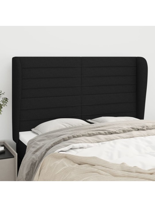 Čelo postele typu ušák černé 147x23x118/128 cm textil