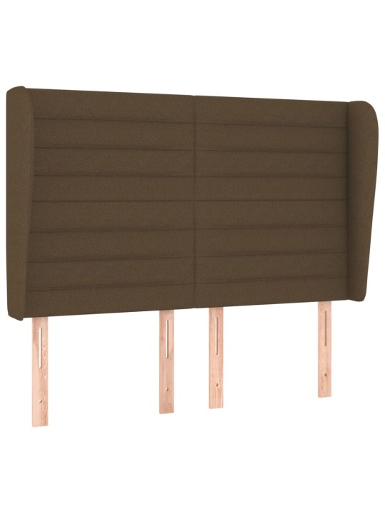 Čelo postele typu ušák tmavě hnědé 147x23x118/128 cm textil