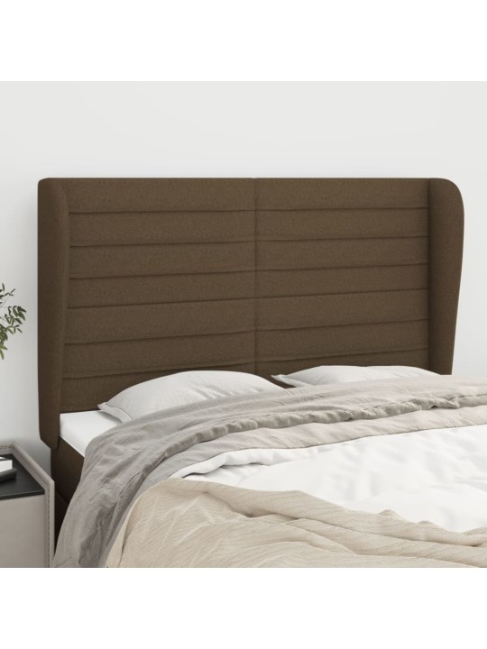 Čelo postele typu ušák tmavě hnědé 147x23x118/128 cm textil