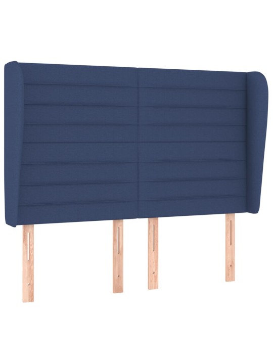 Čelo postele typu ušák modré 147x23x118/128 cm textil