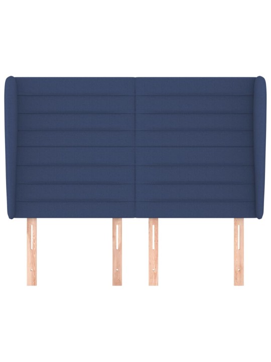 Čelo postele typu ušák modré 147x23x118/128 cm textil