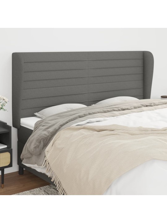 Čelo postele typu ušák tmavě šedé 163x23x118/128 cm textil