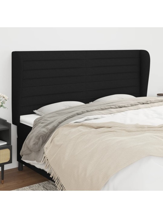 Čelo postele typu ušák černé 163x23x118/128 cm textil