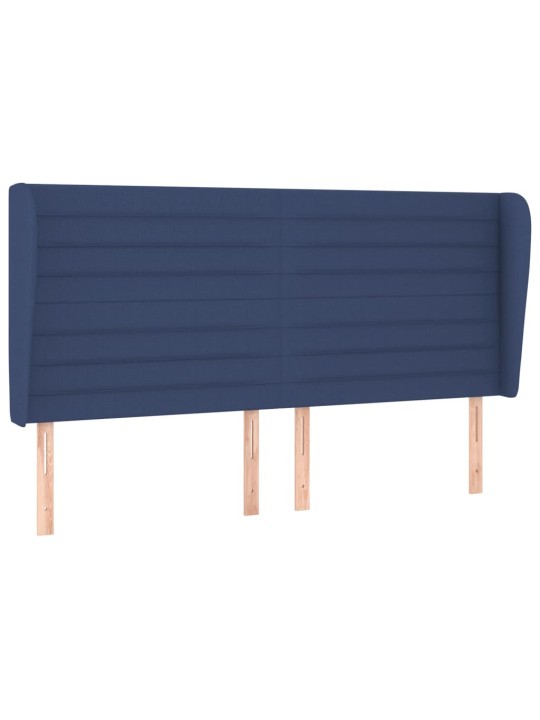 Čelo postele typu ušák modré 163x23x118/128 cm textil