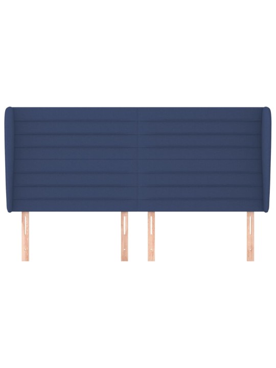 Čelo postele typu ušák modré 163x23x118/128 cm textil