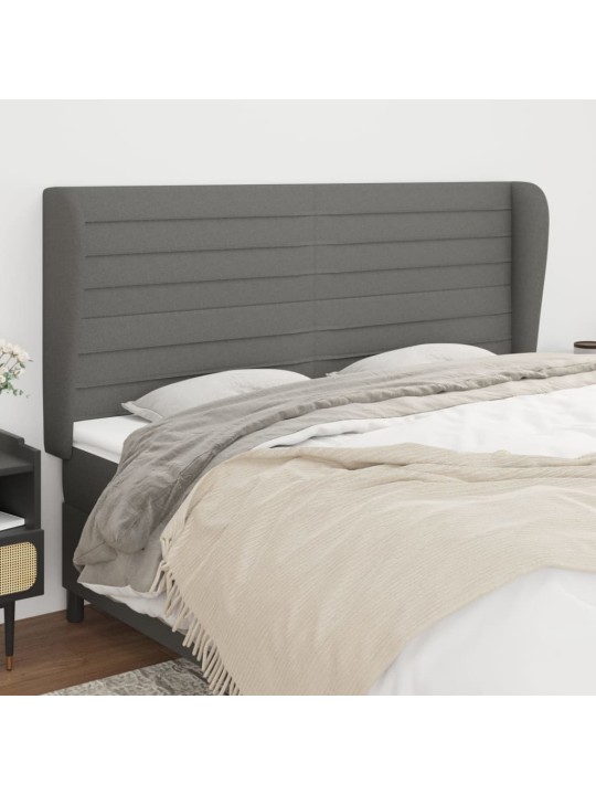 Čelo postele typu ušák tmavě šedé 183x23x118/128 cm textil