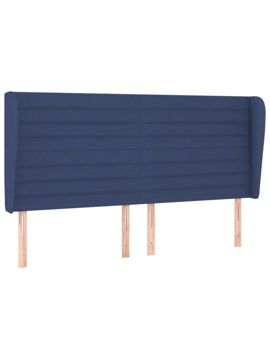 Čelo postele typu ušák modré 183x23x118/128 cm textil