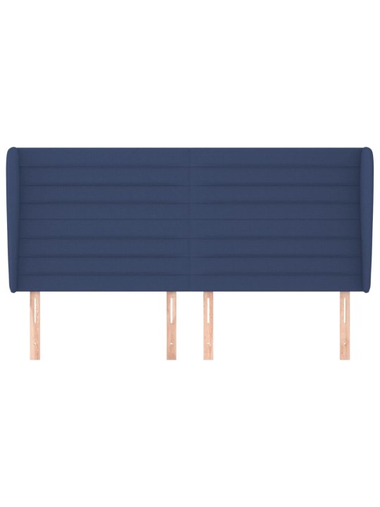 Čelo postele typu ušák modré 183x23x118/128 cm textil