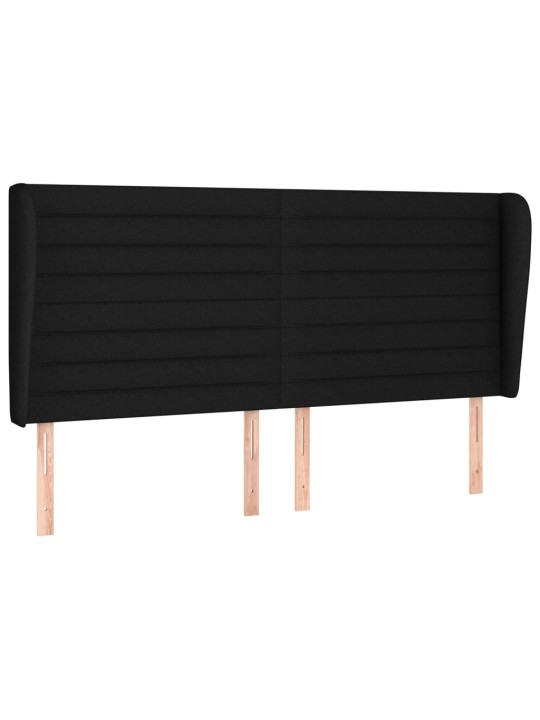 Čelo postele typu ušák černé 203x23x118/128 cm textil