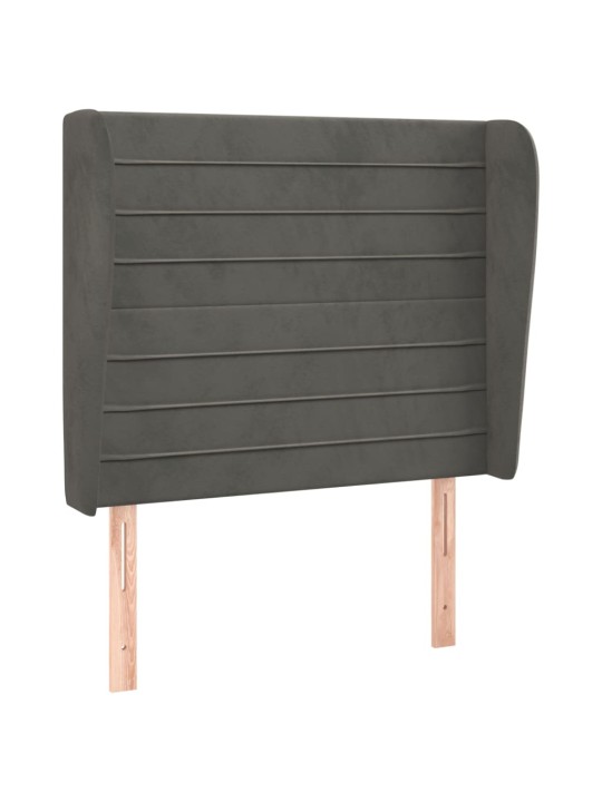 Čelo postele typu ušák tmavě šedé 83 x 23 x 118/128 cm samet
