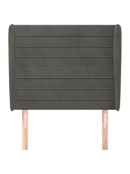 Čelo postele typu ušák tmavě šedé 83 x 23 x 118/128 cm samet