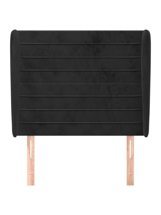 Čelo postele typu ušák černé 83 x 23 x 118/128 cm samet