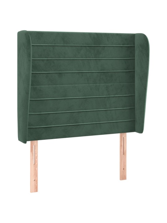 Čelo postele typu ušák tmavě zelené 83 x 23 x 118/128 cm samet