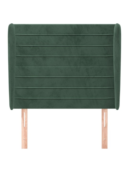 Čelo postele typu ušák tmavě zelené 83 x 23 x 118/128 cm samet
