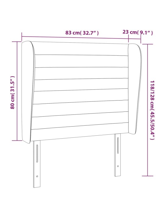 Čelo postele typu ušák tmavě zelené 83 x 23 x 118/128 cm samet