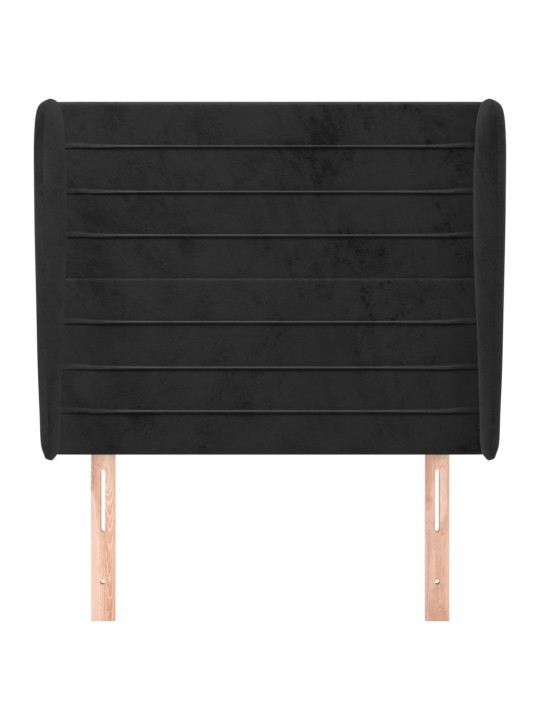 Čelo postele typu ušák černé 93x23x118/128 cm samet