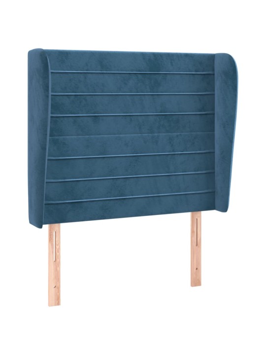 Čelo postele typu ušák tmavě modrá 93x23x118/128 cm samet