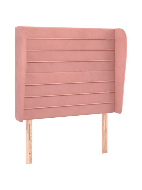 Čelo postele typu ušák růžové 93 x 23 x 118/128 cm samet