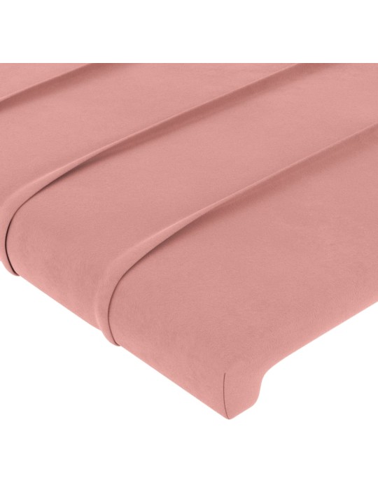 Čelo postele typu ušák růžové 93 x 23 x 118/128 cm samet