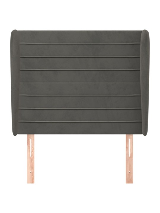 Čelo postele typu ušák tmavě šedé 103x23x118/128 cm samet