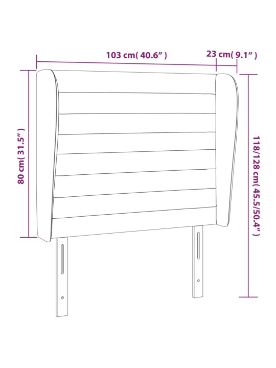 Čelo postele typu ušák tmavě šedé 103x23x118/128 cm samet