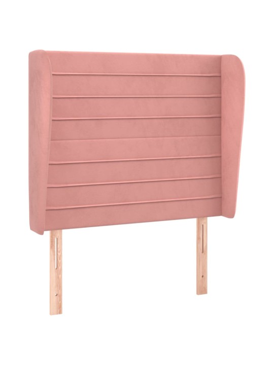 Čelo postele typu ušák růžové 83 x 23 x 118/128 cm samet