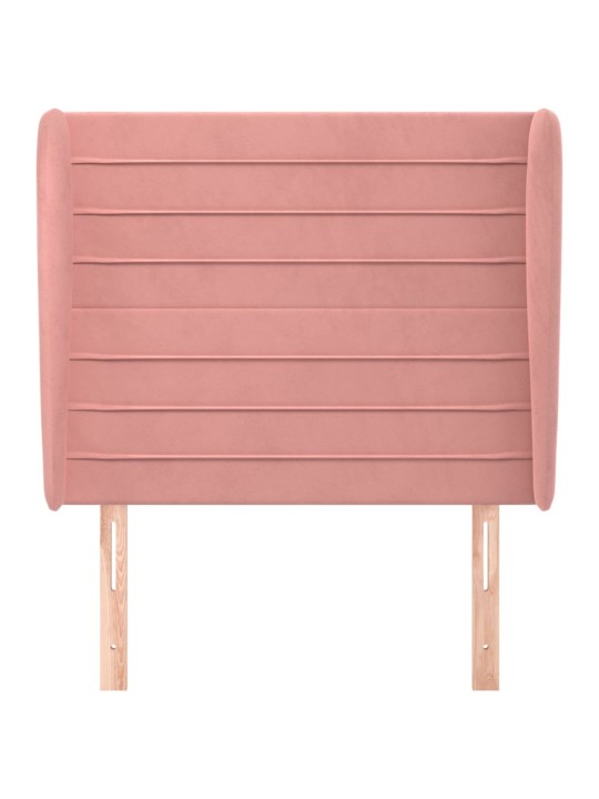 Čelo postele typu ušák růžové 83 x 23 x 118/128 cm samet