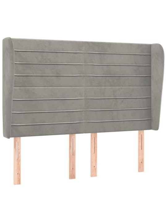 Čelo postele typu ušák světle šedé 147x23x118/128 cm samet