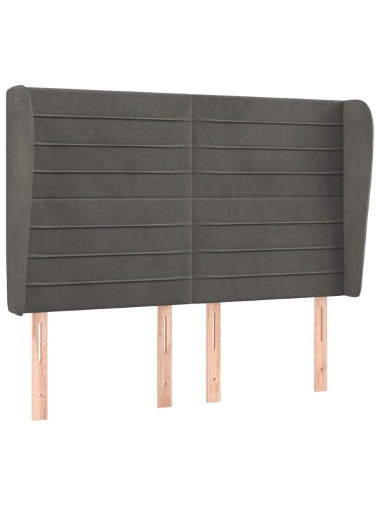 Čelo postele typu ušák tmavě šedé 147x23x118/128 cm samet