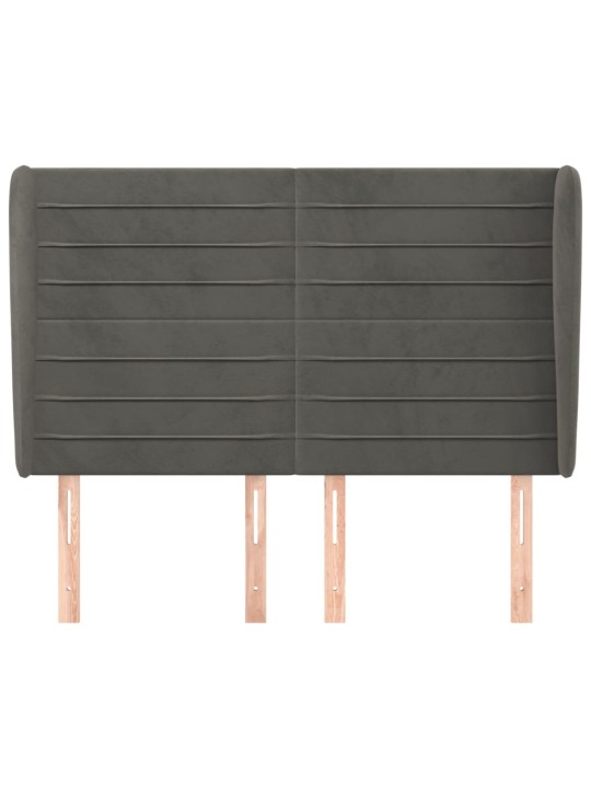 Čelo postele typu ušák tmavě šedé 147x23x118/128 cm samet