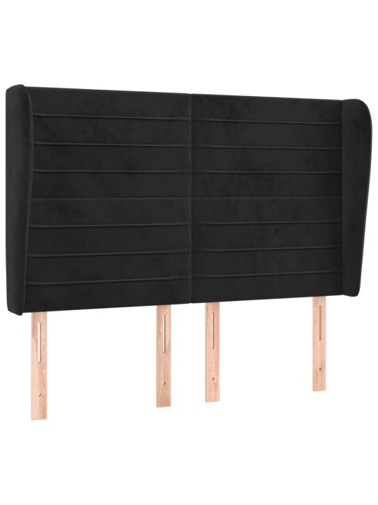 Čelo postele typu ušák černé 147x23x118/128 cm samet