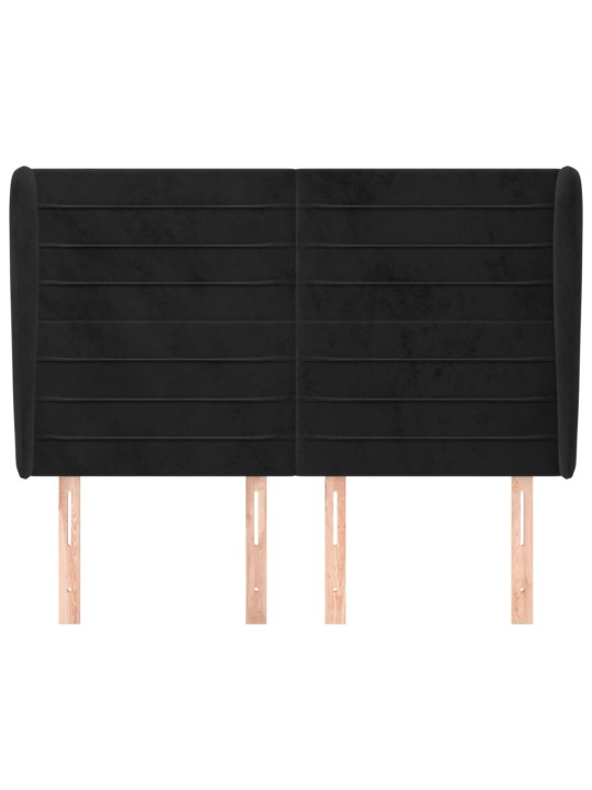Čelo postele typu ušák černé 147x23x118/128 cm samet