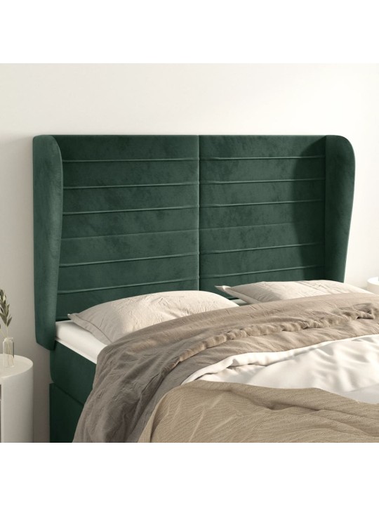 Čelo postele typu ušák tmavě šedé 147x23x118/128 cm samet