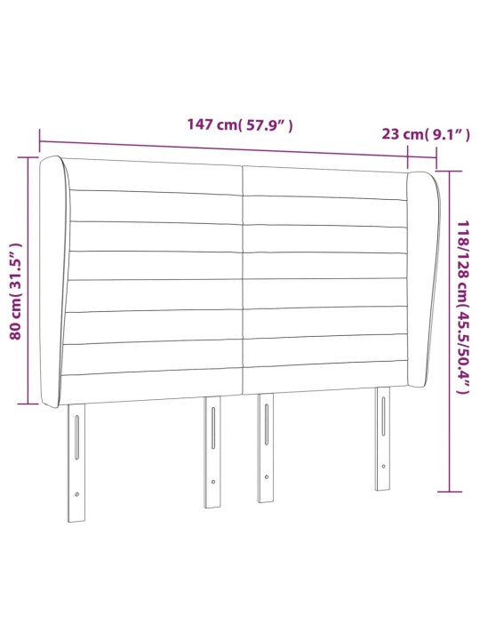 Čelo postele typu ušák tmavě modrá 147x23x118/128 cm samet